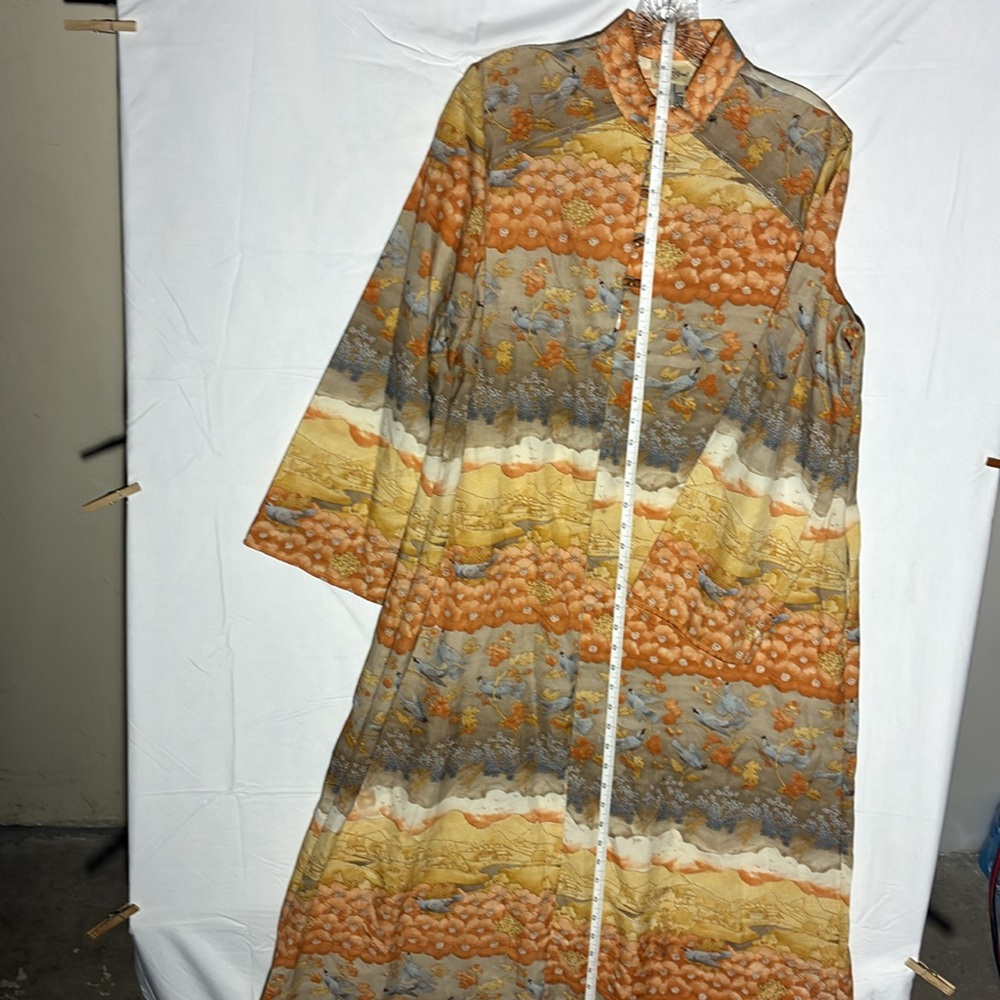 Vintage Loungees Quilted Robe – Scenic Birds & Blossoms, Unisex Maxi Coat